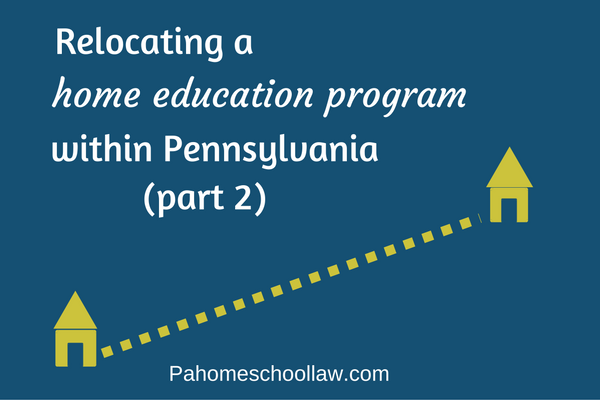 relocating a home education program within Pennsylvania that is in hearing procedures